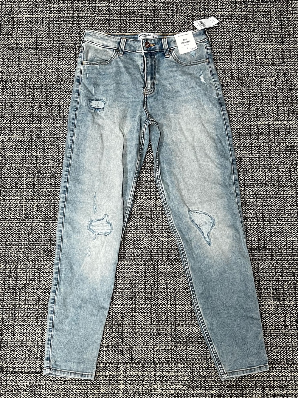abercrombie kids light blue distressed slim jeans